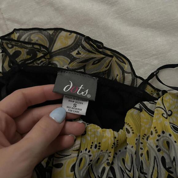 Y2K Dots yellow paisley ruffle blackmini dress with adjustable straps Size small - Picture 3 of 8